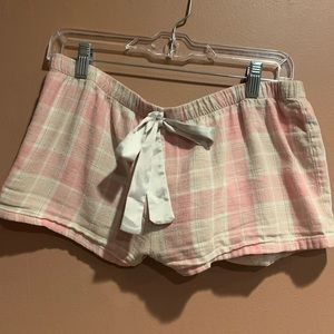 Forever 21 pink and white plaid pajama shorts